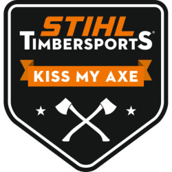 Autocollant KISS MY AXE, 7,6 x 8,7 cm