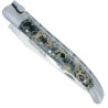 Couteau Laguiole en Aubrac 12 cm double platine 2 mitres, manche lavande noire, ressort forgé inox